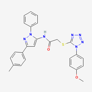molecular formula C26H23N7O2S B7452800 2-[1-(4-methoxyphenyl)tetrazol-5-yl]sulfanyl-N-[5-(4-methylphenyl)-2-phenylpyrazol-3-yl]acetamide 