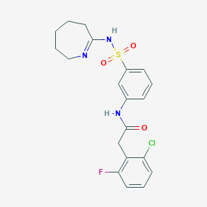 molecular formula C20H21ClFN3O3S B7452805 2-(2-chloro-6-fluorophenyl)-N-[3-(3,4,5,6-tetrahydro-2H-azepin-7-ylsulfamoyl)phenyl]acetamide 