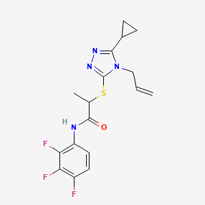 molecular formula C17H17F3N4OS B7452834 2-[(5-cyclopropyl-4-prop-2-enyl-1,2,4-triazol-3-yl)sulfanyl]-N-(2,3,4-trifluorophenyl)propanamide 