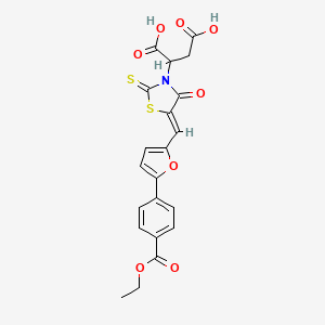 molecular formula C21H17NO8S2 B7452840 2-[(5Z)-5-[[5-(4-ethoxycarbonylphenyl)furan-2-yl]methylidene]-4-oxo-2-sulfanylidene-1,3-thiazolidin-3-yl]butanedioic acid 