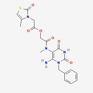molecular formula C20H21N5O6S B7452857 [2-[(6-Amino-1-benzyl-2,4-dioxopyrimidin-5-yl)-methylamino]-2-oxoethyl] 2-(4-methyl-2-oxo-1,3-thiazol-3-yl)acetate 