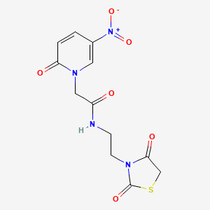 molecular formula C12H12N4O6S B7452877 N-[2-(2,4-dioxo-1,3-thiazolidin-3-yl)ethyl]-2-(5-nitro-2-oxopyridin-1-yl)acetamide 