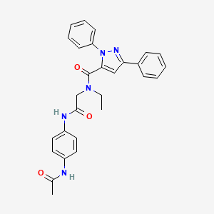 molecular formula C28H27N5O3 B7452882 N-[2-(4-acetamidoanilino)-2-oxoethyl]-N-ethyl-2,5-diphenylpyrazole-3-carboxamide 