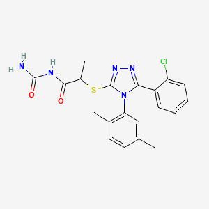 molecular formula C20H20ClN5O2S B7452888 N-carbamoyl-2-[[5-(2-chlorophenyl)-4-(2,5-dimethylphenyl)-1,2,4-triazol-3-yl]sulfanyl]propanamide 