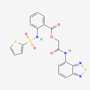 molecular formula C19H14N4O5S3 B7452934 [2-(2,1,3-Benzothiadiazol-4-ylamino)-2-oxoethyl] 2-(thiophen-2-ylsulfonylamino)benzoate 