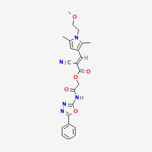 molecular formula C23H23N5O5 B7452936 [2-oxo-2-[(5-phenyl-1,3,4-oxadiazol-2-yl)amino]ethyl] (E)-2-cyano-3-[1-(2-methoxyethyl)-2,5-dimethylpyrrol-3-yl]prop-2-enoate 