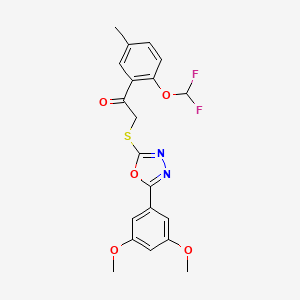 1-[2-(Difluoromethoxy)-5-methylphenyl]-2-[[5-(3,5-dimethoxyphenyl)-1,3,4-oxadiazol-2-yl]sulfanyl]ethanone