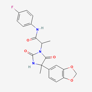 2-[4-(1,3-benzodioxol-5-yl)-4-methyl-2,5-dioxoimidazolidin-1-yl]-N-(4-fluorophenyl)propanamide