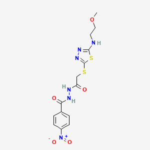 molecular formula C14H16N6O5S2 B7452994 N'-[2-[[5-(2-methoxyethylamino)-1,3,4-thiadiazol-2-yl]sulfanyl]acetyl]-4-nitrobenzohydrazide 