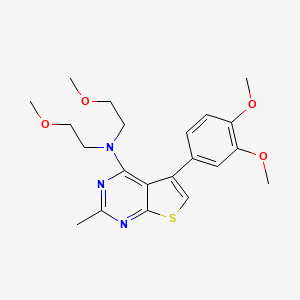 molecular formula C21H27N3O4S B7452998 5-(3,4-dimethoxyphenyl)-N,N-bis(2-methoxyethyl)-2-methylthieno[2,3-d]pyrimidin-4-amine 