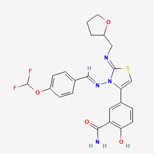5-[3-[(E)-[4-(difluoromethoxy)phenyl]methylideneamino]-2-(oxolan-2-ylmethylimino)-1,3-thiazol-4-yl]-2-hydroxybenzamide