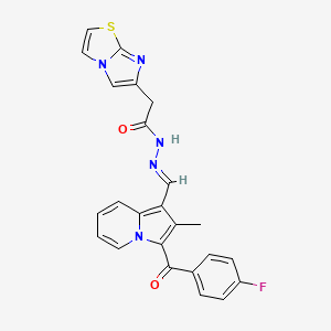 N-[(E)-[3-(4-fluorobenzoyl)-2-methylindolizin-1-yl]methylideneamino]-2-imidazo[2,1-b][1,3]thiazol-6-ylacetamide