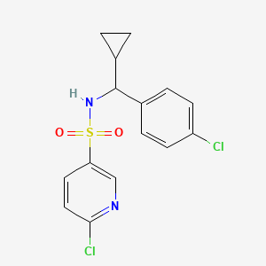 molecular formula C15H14Cl2N2O2S B7453085 6-chloro-N-[(4-chlorophenyl)(cyclopropyl)methyl]pyridine-3-sulfonamide 