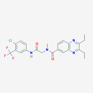 molecular formula C23H22ClF3N4O2 B7453086 N-[2-[4-chloro-3-(trifluoromethyl)anilino]-2-oxoethyl]-2,3-diethyl-N-methylquinoxaline-6-carboxamide 