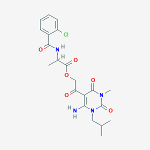 [2-[4-Amino-1-methyl-3-(2-methylpropyl)-2,6-dioxopyrimidin-5-yl]-2-oxoethyl] 2-[(2-chlorobenzoyl)amino]propanoate