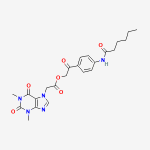 molecular formula C23H27N5O6 B7453158 [2-[4-(Hexanoylamino)phenyl]-2-oxoethyl] 2-(1,3-dimethyl-2,6-dioxopurin-7-yl)acetate 