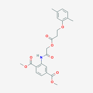 molecular formula C23H25NO8 B7453196 Dimethyl 2-[[2-[3-(2,5-dimethylphenoxy)propanoyloxy]acetyl]amino]benzene-1,4-dicarboxylate 