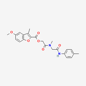 molecular formula C23H24N2O6 B7453215 5-Methoxy-3-methyl-2-benzofurancarboxylic acid [2-[methyl-[2-(4-methylanilino)-2-oxoethyl]amino]-2-oxoethyl] ester 