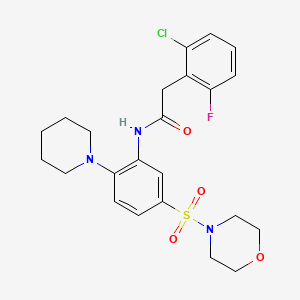 molecular formula C23H27ClFN3O4S B7453216 2-(2-chloro-6-fluorophenyl)-N-(5-morpholin-4-ylsulfonyl-2-piperidin-1-ylphenyl)acetamide 