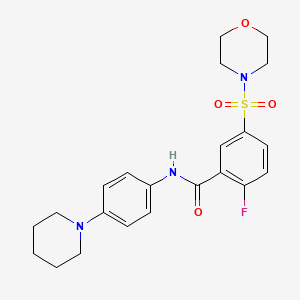molecular formula C22H26FN3O4S B7453222 2-fluoro-5-morpholin-4-ylsulfonyl-N-(4-piperidin-1-ylphenyl)benzamide 