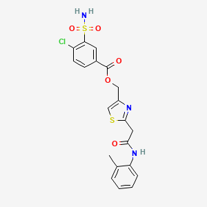 molecular formula C20H18ClN3O5S2 B7453231 [2-[2-(2-Methylanilino)-2-oxoethyl]-1,3-thiazol-4-yl]methyl 4-chloro-3-sulfamoylbenzoate 