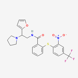N-[2-(furan-2-yl)-2-pyrrolidin-1-ylethyl]-2-[2-nitro-4-(trifluoromethyl)phenyl]sulfanylbenzamide