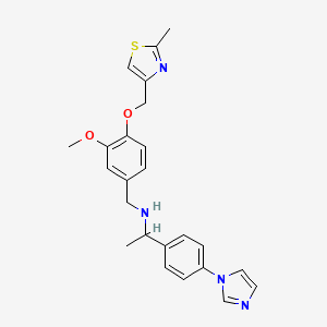 molecular formula C24H26N4O2S B7453257 1-(4-imidazol-1-ylphenyl)-N-[[3-methoxy-4-[(2-methyl-1,3-thiazol-4-yl)methoxy]phenyl]methyl]ethanamine 