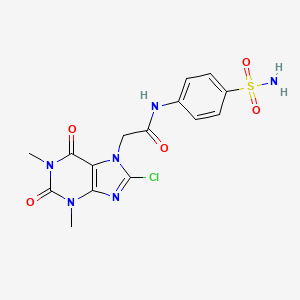 molecular formula C15H15ClN6O5S B7453262 2-(8-chloro-1,3-dimethyl-2,6-dioxopurin-7-yl)-N-(4-sulfamoylphenyl)acetamide 