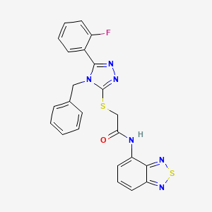 molecular formula C23H17FN6OS2 B7453266 N-(2,1,3-benzothiadiazol-4-yl)-2-[[4-benzyl-5-(2-fluorophenyl)-1,2,4-triazol-3-yl]sulfanyl]acetamide 