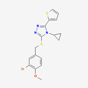 molecular formula C17H16BrN3OS2 B7453302 3-[(3-Bromo-4-methoxyphenyl)methylsulfanyl]-4-cyclopropyl-5-thiophen-2-yl-1,2,4-triazole 