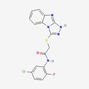 molecular formula C16H11ClFN5OS B7453304 N-(5-chloro-2-fluorophenyl)-2-(3H-[1,2,4]triazolo[4,3-a]benzimidazol-1-ylsulfanyl)acetamide 