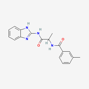 molecular formula C18H18N4O2 B7453354 N-[1-(1H-benzimidazol-2-ylamino)-1-oxopropan-2-yl]-3-methylbenzamide 