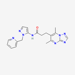 molecular formula C19H20N8O B7453358 3-(5,7-dimethyl-[1,2,4]triazolo[1,5-a]pyrimidin-6-yl)-N-[2-(pyridin-2-ylmethyl)pyrazol-3-yl]propanamide 