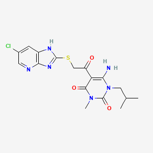 6-amino-5-[2-[(6-chloro-1H-imidazo[4,5-b]pyridin-2-yl)sulfanyl]acetyl]-3-methyl-1-(2-methylpropyl)pyrimidine-2,4-dione