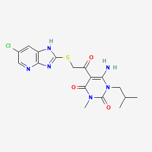 molecular formula C17H19ClN6O3S B7453366 6-amino-5-[2-[(6-chloro-1H-imidazo[4,5-b]pyridin-2-yl)sulfanyl]acetyl]-3-methyl-1-(2-methylpropyl)pyrimidine-2,4-dione 