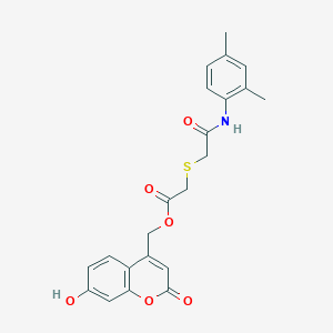 molecular formula C22H21NO6S B7453380 (7-Hydroxy-2-oxochromen-4-yl)methyl 2-[2-(2,4-dimethylanilino)-2-oxoethyl]sulfanylacetate 