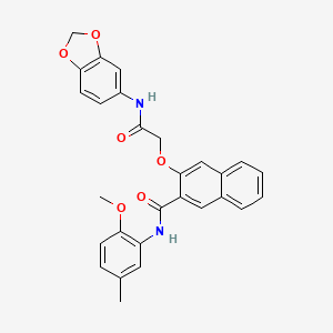 molecular formula C28H24N2O6 B7453391 3-[2-(1,3-benzodioxol-5-ylamino)-2-oxoethoxy]-N-(2-methoxy-5-methylphenyl)naphthalene-2-carboxamide 