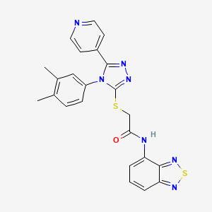 molecular formula C23H19N7OS2 B7453421 N-(2,1,3-benzothiadiazol-4-yl)-2-[[4-(3,4-dimethylphenyl)-5-pyridin-4-yl-1,2,4-triazol-3-yl]sulfanyl]acetamide 