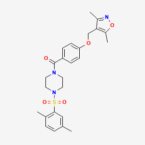 molecular formula C25H29N3O5S B7453447 [4-[(3,5-Dimethyl-1,2-oxazol-4-yl)methoxy]phenyl]-[4-(2,5-dimethylphenyl)sulfonylpiperazin-1-yl]methanone 