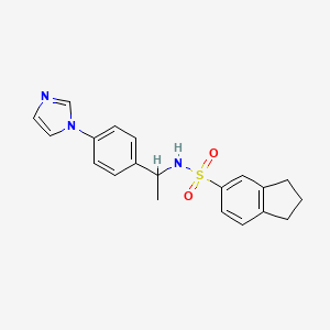 molecular formula C20H21N3O2S B7453457 N-[1-(4-imidazol-1-ylphenyl)ethyl]-2,3-dihydro-1H-indene-5-sulfonamide 