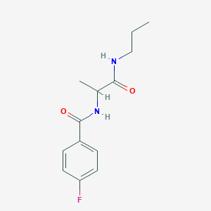 molecular formula C13H17FN2O2 B7453459 4-fluoro-N-[1-oxo-1-(propylamino)propan-2-yl]benzamide 