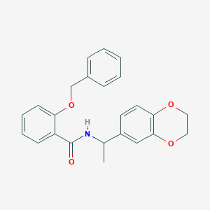 molecular formula C24H23NO4 B7453472 N-[1-(2,3-dihydro-1,4-benzodioxin-6-yl)ethyl]-2-phenylmethoxybenzamide 