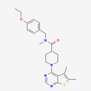 molecular formula C24H30N4O2S B7453475 1-(5,6-dimethylthieno[2,3-d]pyrimidin-4-yl)-N-[(4-ethoxyphenyl)methyl]-N-methylpiperidine-4-carboxamide 