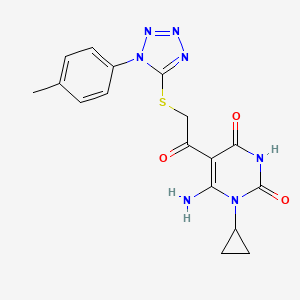 molecular formula C17H17N7O3S B7453480 6-Amino-1-cyclopropyl-5-[2-[1-(4-methylphenyl)tetrazol-5-yl]sulfanylacetyl]pyrimidine-2,4-dione 