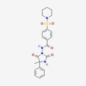 molecular formula C22H24N4O5S B7453492 N-(4-methyl-2,5-dioxo-4-phenylimidazolidin-1-yl)-4-piperidin-1-ylsulfonylbenzamide 