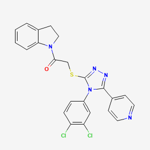 molecular formula C23H17Cl2N5OS B7453518 2-[[4-(3,4-Dichlorophenyl)-5-pyridin-4-yl-1,2,4-triazol-3-yl]sulfanyl]-1-(2,3-dihydroindol-1-yl)ethanone 