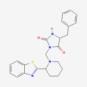 molecular formula C23H24N4O2S B7453521 3-[[2-(1,3-Benzothiazol-2-yl)piperidin-1-yl]methyl]-5-benzylimidazolidine-2,4-dione 