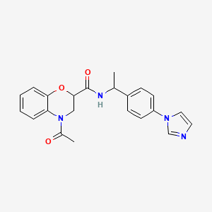 molecular formula C22H22N4O3 B7453555 4-acetyl-N-[1-(4-imidazol-1-ylphenyl)ethyl]-2,3-dihydro-1,4-benzoxazine-2-carboxamide 