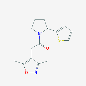 molecular formula C15H18N2O2S B7453565 2-(3,5-Dimethyl-1,2-oxazol-4-yl)-1-(2-thiophen-2-ylpyrrolidin-1-yl)ethanone 