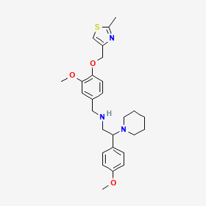 molecular formula C27H35N3O3S B7453580 N-[[3-methoxy-4-[(2-methyl-1,3-thiazol-4-yl)methoxy]phenyl]methyl]-2-(4-methoxyphenyl)-2-piperidin-1-ylethanamine 